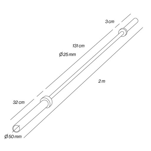 Barra Olímpica Rosa 2m * 50mm 4 rodamientos 340kg - Fitness Tech