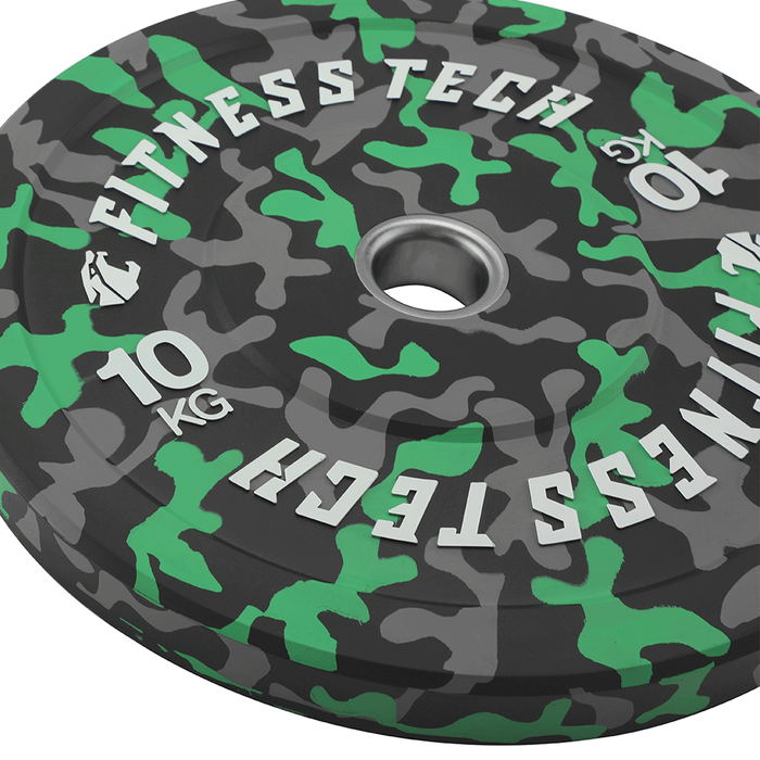 Set de 100kg Disco Bumper Plate Camuflaje Flecks Alta Resistencia