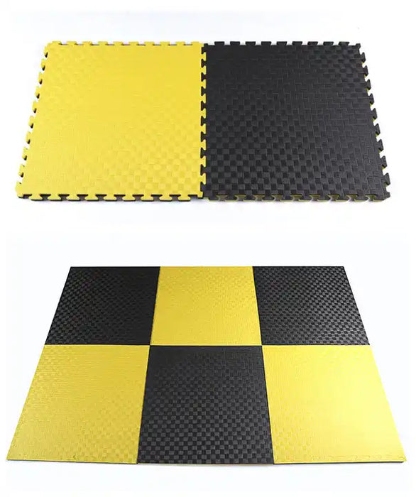 Profesjonalne puzzle tatami 100x100x2 cm czarno-żółte