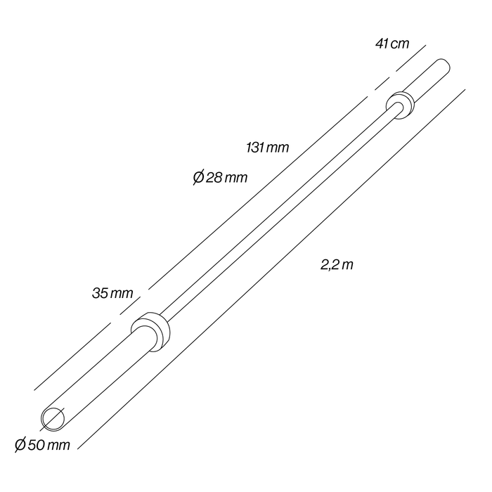 Gryf olimpijski 2,2m*50mm 4 łożyska 365kg