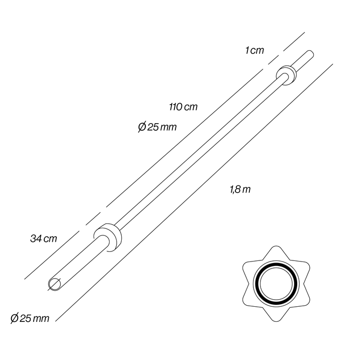 Sztanga olimpijska 1,8 m * 25 mm