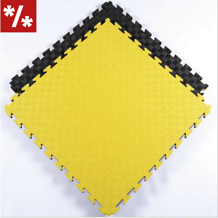 SET 30 Unidades de Tatami Profesional Puzzle 100x100x2 cm Negro y Amarillo